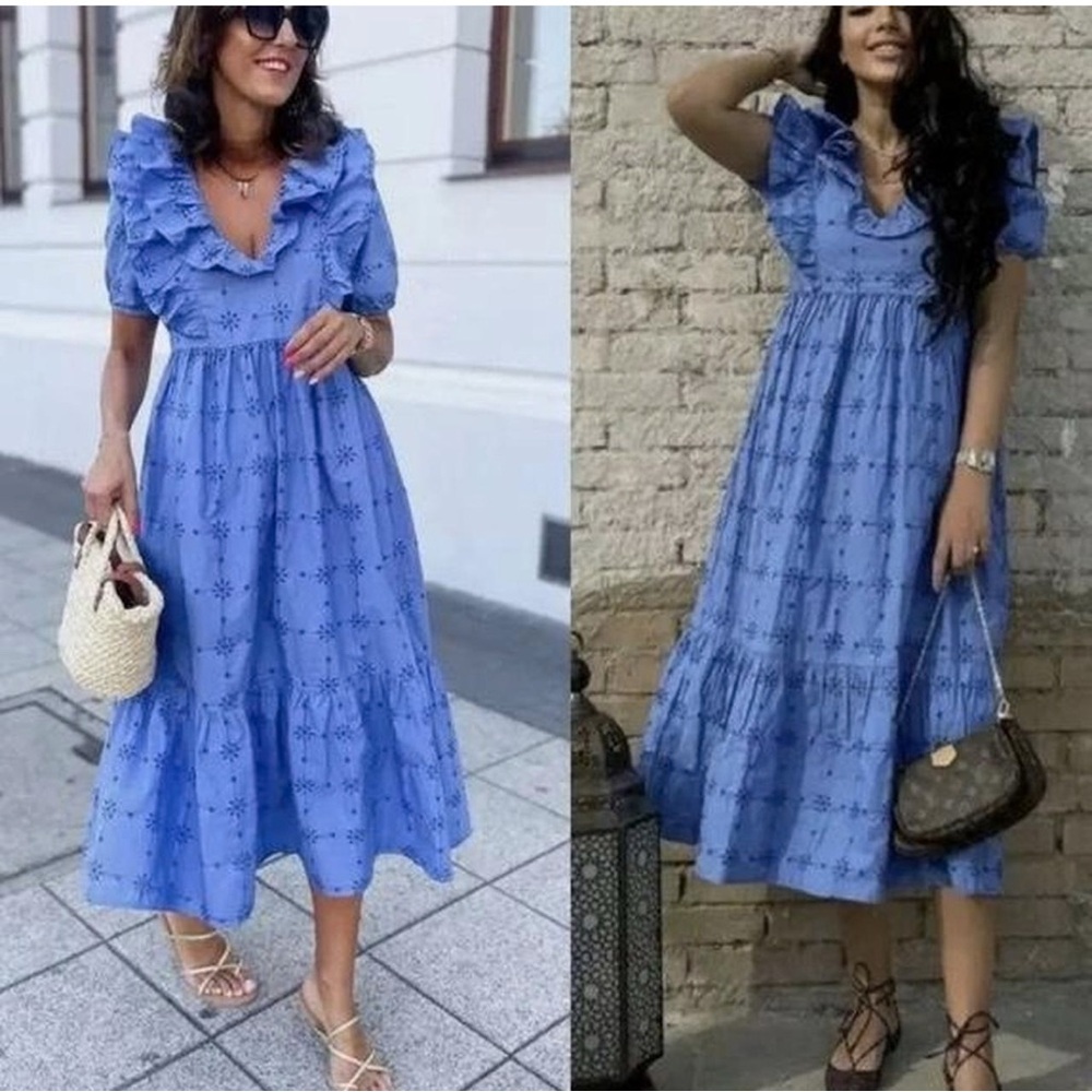 Zara Embroidered Midi Dress